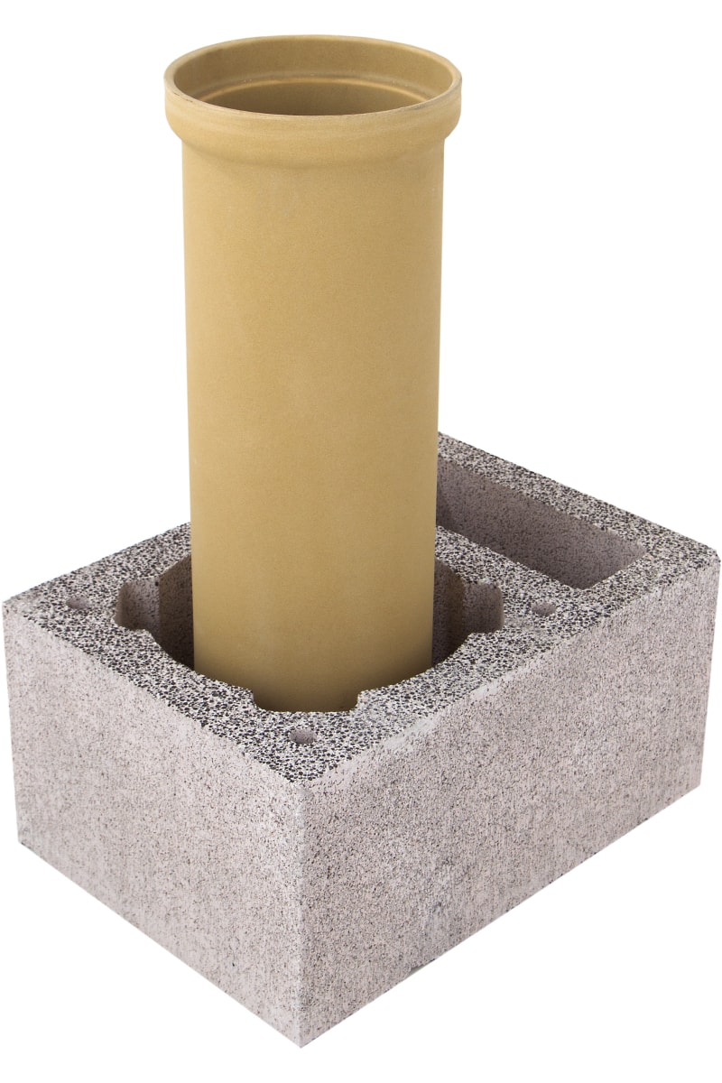 einzügiger Beton-Keramik-Rauchfang mit Keramikinnenrohr und Betonmantelstein mit Luftschacht